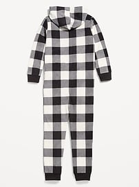 View large product image 3 of 3. Gender-Neutral Matching Microfleece Hooded One-Piece Pajamas for Kids