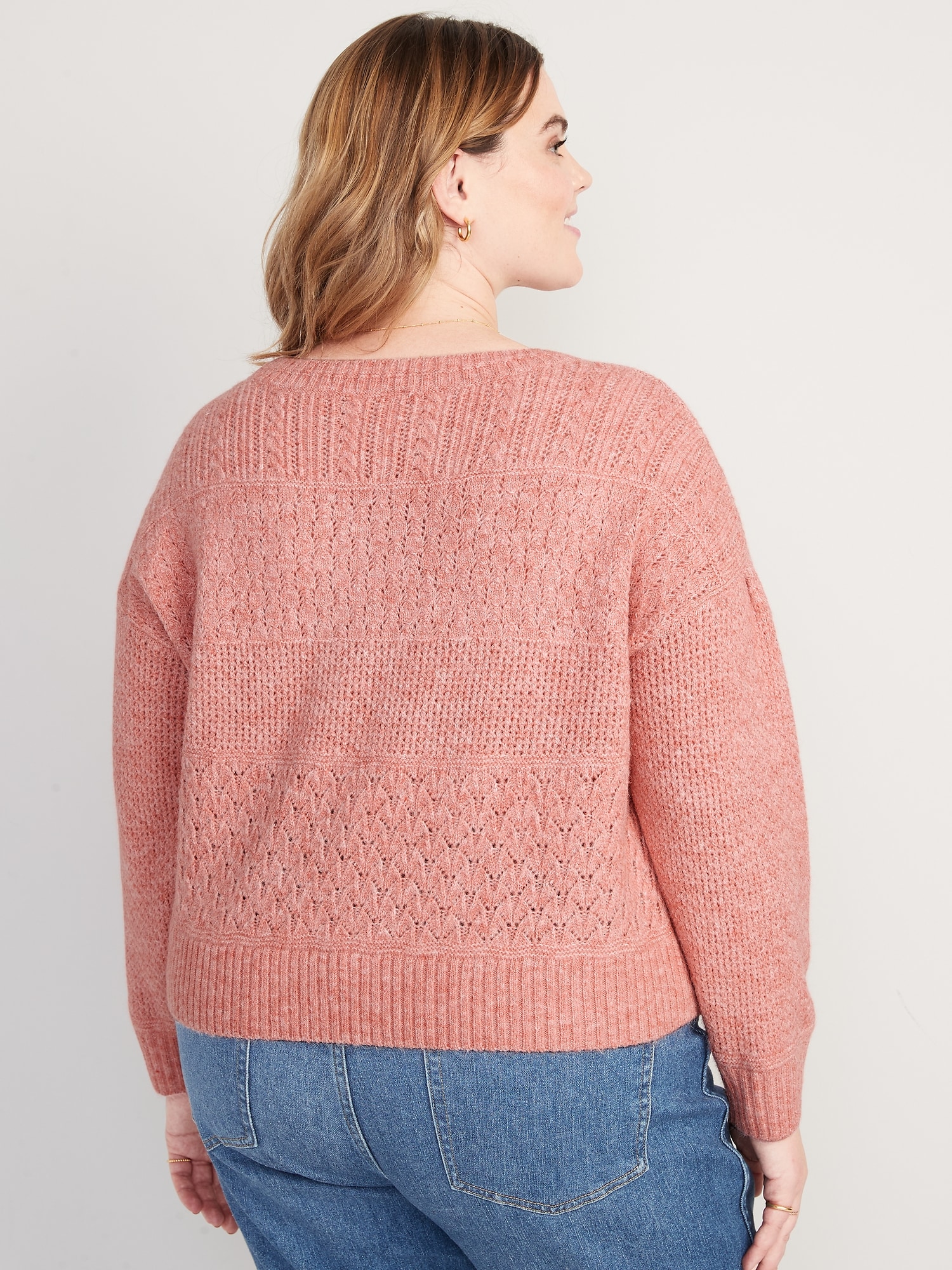 Cozy Plush-Yarn Variegated-Knit Sweater for Women