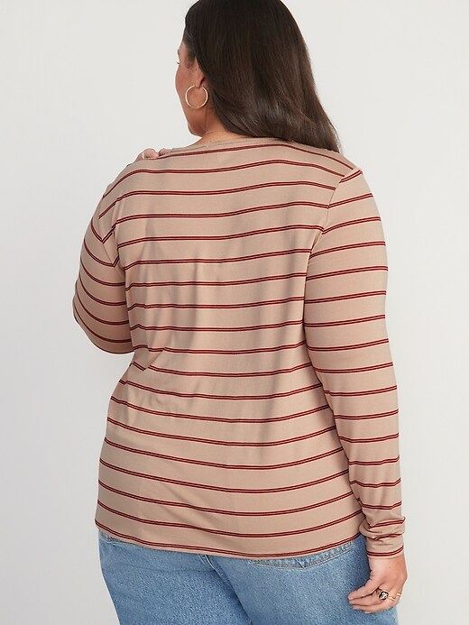 Image number 8 showing, Luxe Striped Long-Sleeve T-Shirt for Women