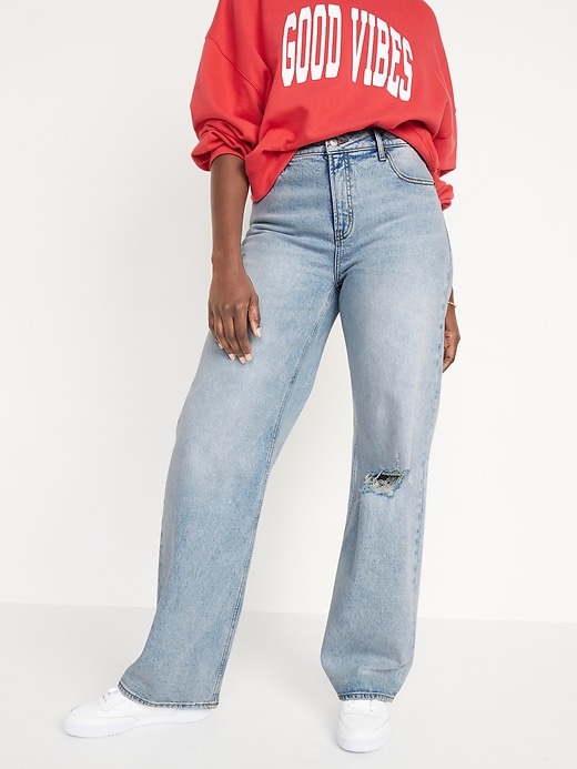 Image number 5 showing, Mid-Rise Ripped Wide-Leg Jeans for Women
