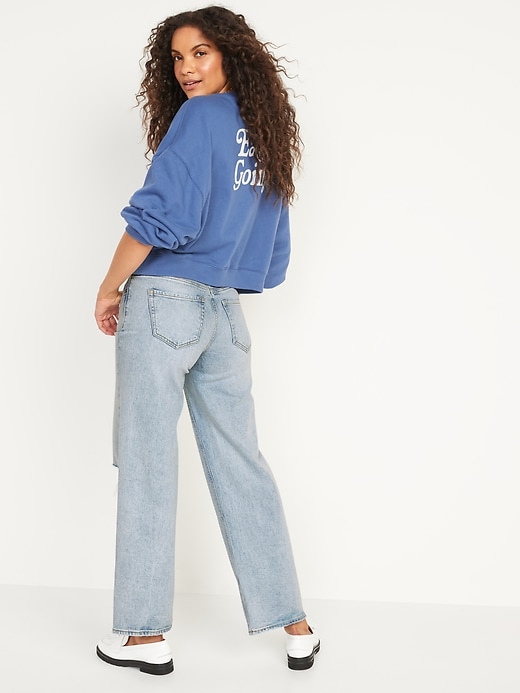 Image number 2 showing, Mid-Rise Ripped Wide-Leg Jeans for Women