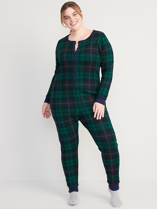 Image number 7 showing, Matching Printed Thermal-Knit One-Piece Pajamas