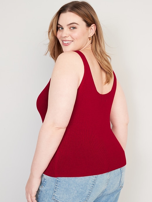 Image number 6 showing, V-Neck Rib-Knit Sweater Tank Top