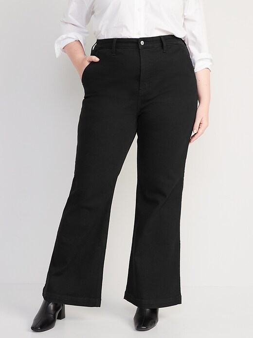 Extra High-Waisted 360° Stretch Trouser Flare Black Jeans for Women ...