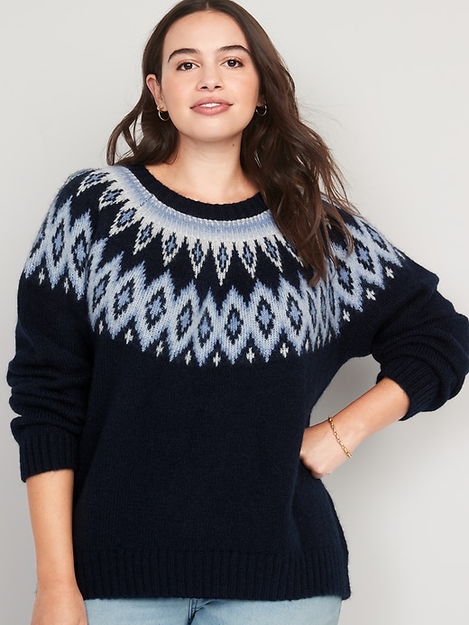 Image number 5 showing, Fair Isle Cozy Shaker-Stitch Pullover Sweater