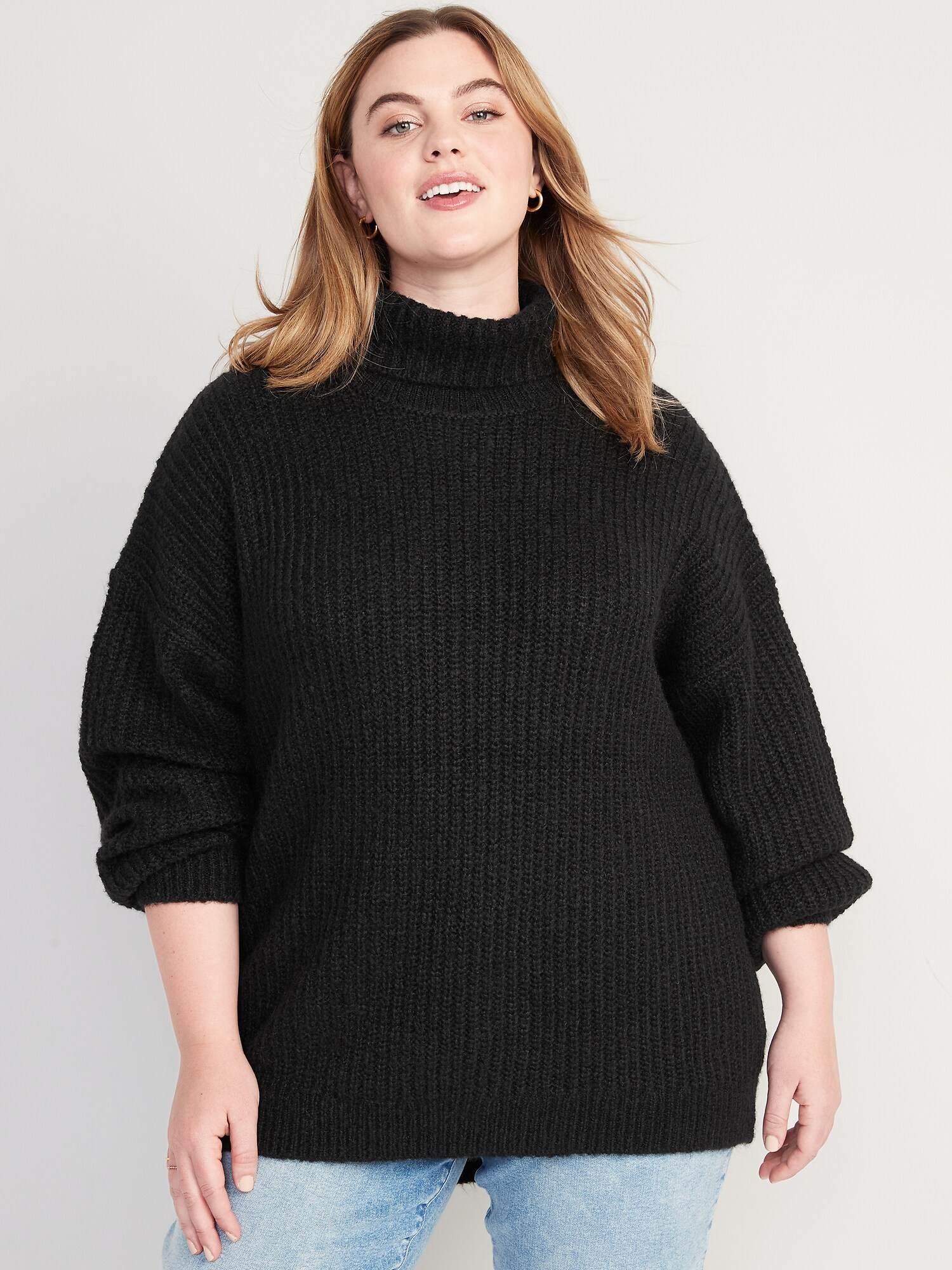 Shaker-Stitch Tunic-Length Turtleneck Sweater for Women | Old Navy