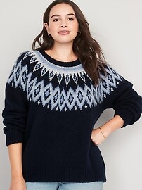 Fair Isle Cozy Shaker-Stitch Pullover Sweater for Women | Old Navy
