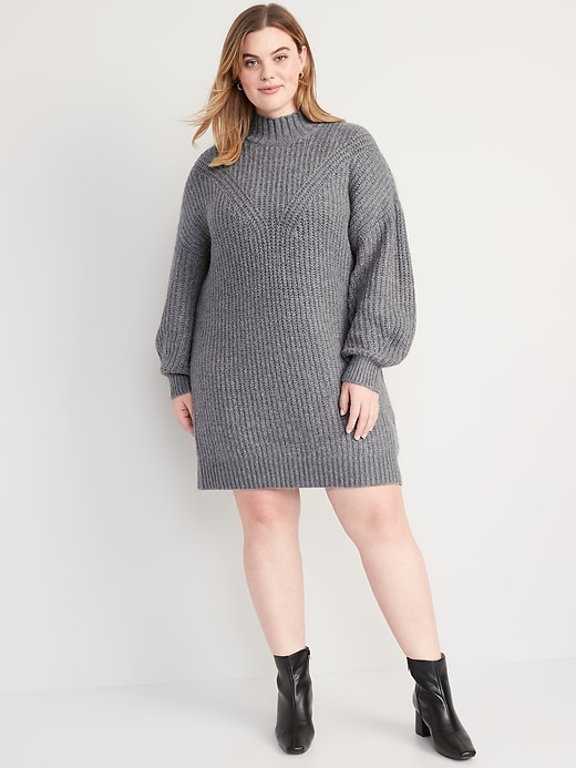 Image number 7 showing, Long-Sleeve Relaxed Mock-Neck Mini Sweater Shift Dress