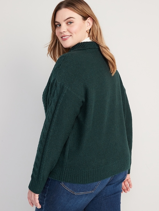 Image number 8 showing, Button-Front Cable-Knit Sweater