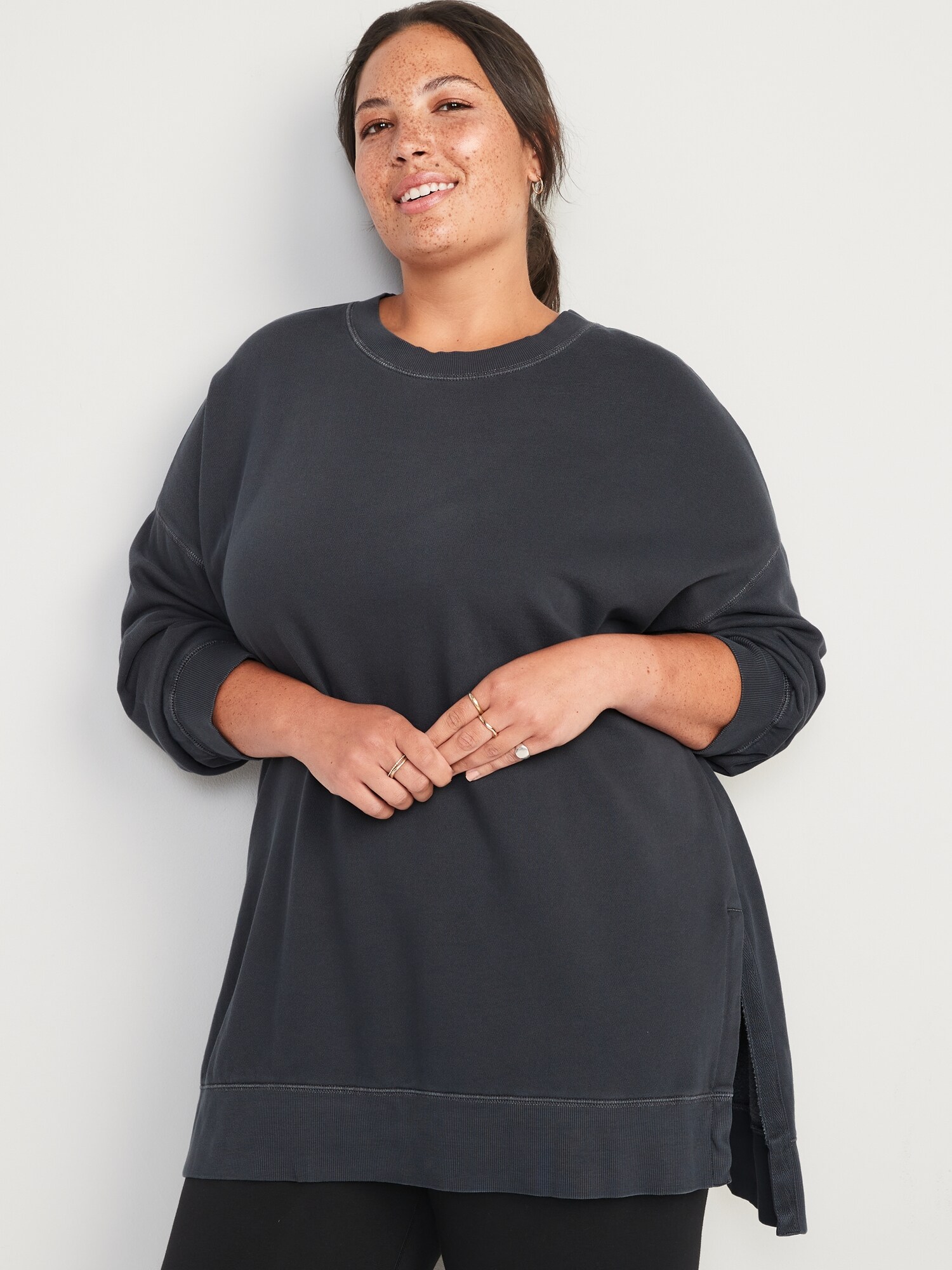 Oversized Boyfriend GarmentDyed Tunic Sweatshirt for Women Old Navy
