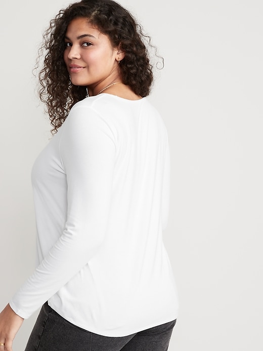Image number 6 showing, Luxe V-Neck Long-Sleeve T-Shirt for Women