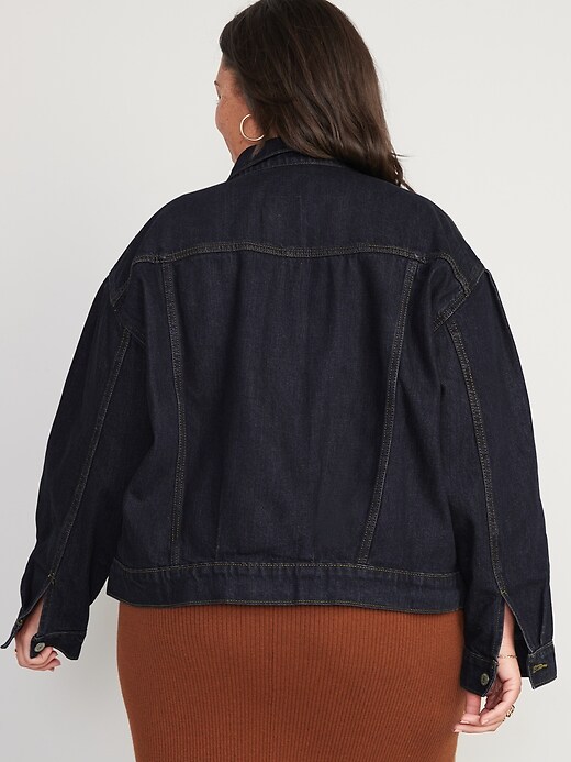 Image number 8 showing, Oversized Puff-Sleeve Non-Stretch Jean Jacket for Women