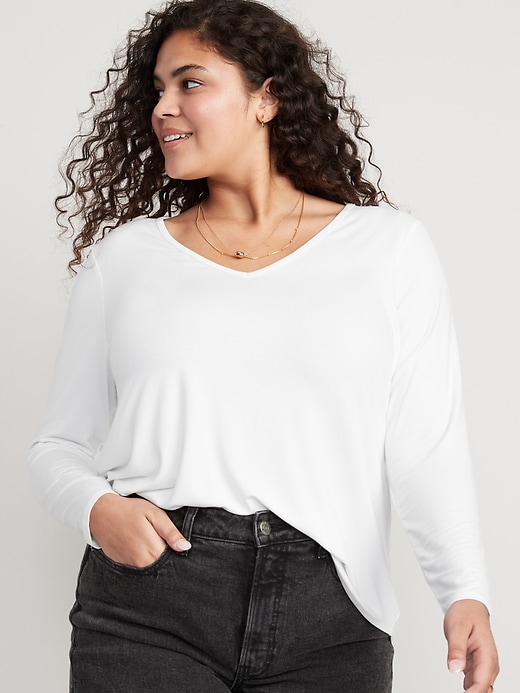 Image number 5 showing, Luxe V-Neck Long-Sleeve T-Shirt for Women