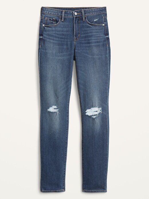 Image number 4 showing, High-Waisted Distressed Power Slim Straight Jeans For Women