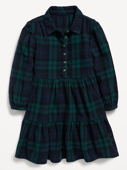 Old Navy Long-Sleeve Tiered Flannel Shirt Dress for Toddler Girls. 1