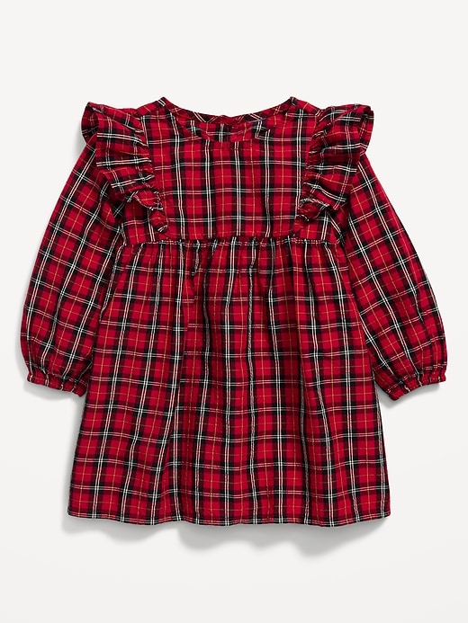 View large product image 1 of 2. Long-Sleeve Plaid Seersucker Dress for Baby