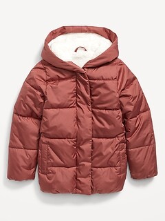Old Navy Kids' Sherpa-Lined Hooded Puffer Jacket - - Size Xs