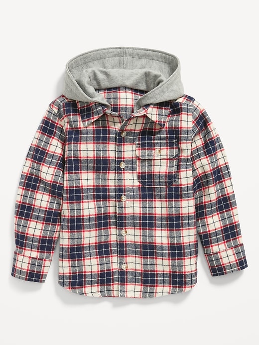 Old Navy Hooded Plaid Flannel Shirt for Toddler Boys. 1