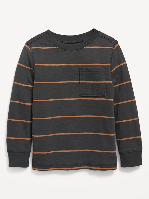 View large product image 1 of 2. Long-Sleeve Thick-Knit Pocket T-Shirt for Toddler Boys