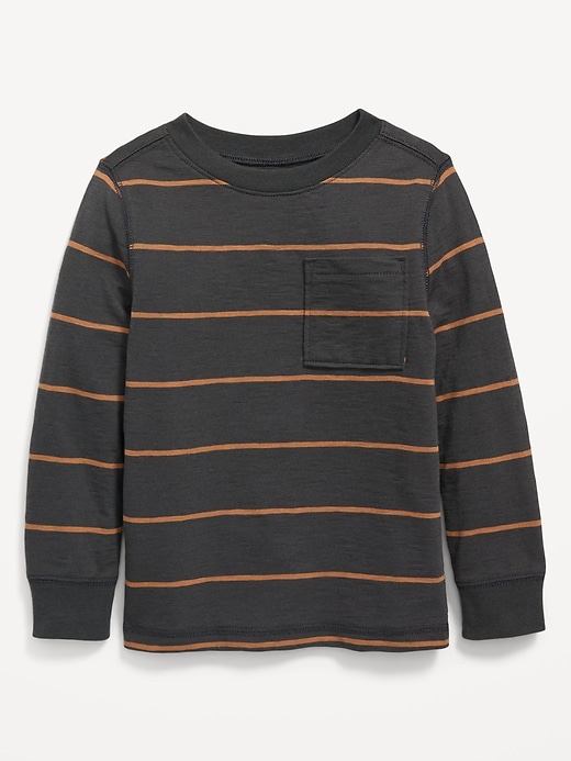 Long-sleeve Thick-knit Pocket T-shirt For Toddler Boys 