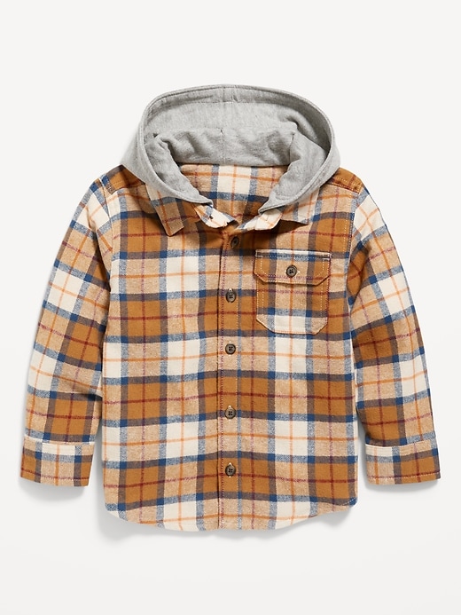 Old Navy Hooded Plaid Flannel Shirt for Toddler Boys. 1