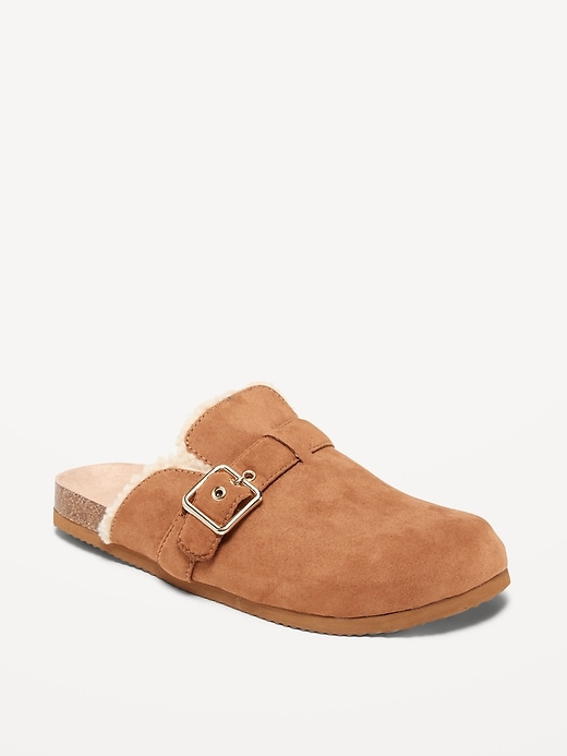 View large product image 1 of 1. Faux-Suede Sherpa-Lined Clog Shoes