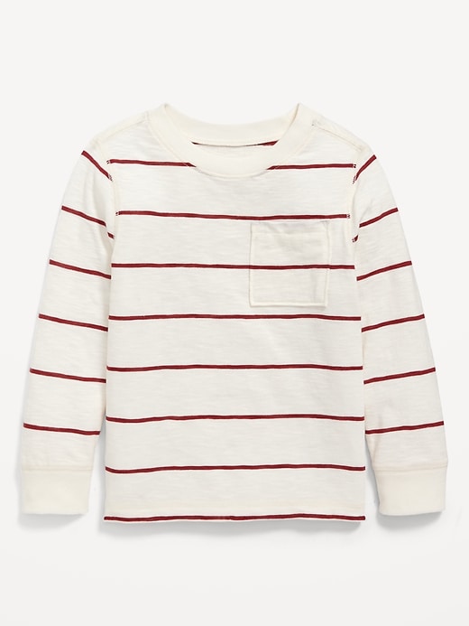 View large product image 1 of 1. Long-Sleeve Thick-Knit Pocket T-Shirt for Toddler Boys
