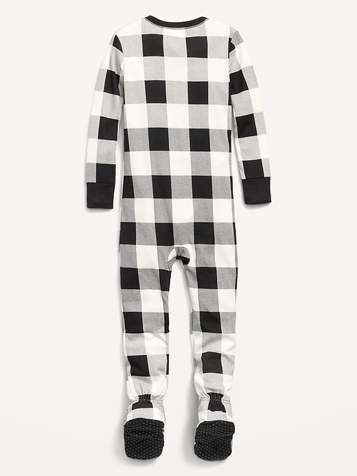 View large product image 2 of 2. Unisex Matching Plaid Footed One-Piece Pajamas for Toddler & Baby