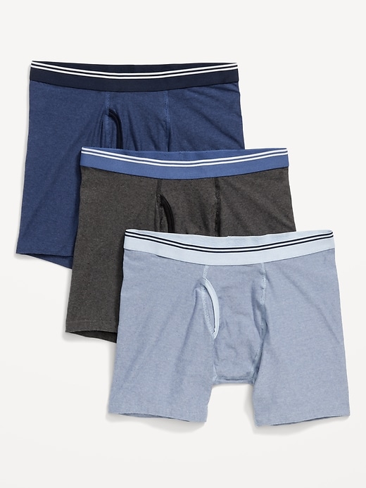 View large product image 1 of 1. Printed Built-In Flex Boxer-Brief Underwear 3-Pack -- 6.25-inch inseam