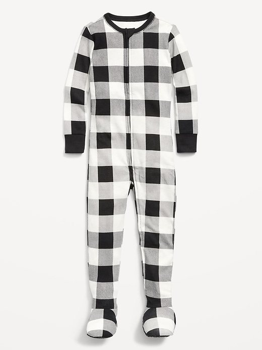 View large product image 1 of 2. Unisex Matching Plaid Footed One-Piece Pajamas for Toddler & Baby