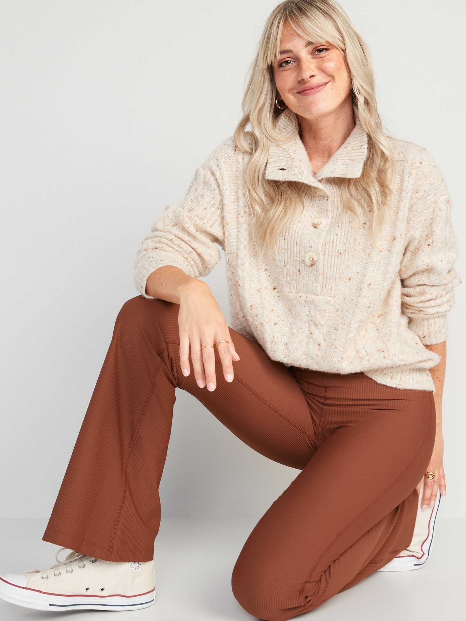 Extra High-Waisted PowerSoft Rib-Knit Flare Pants for Women, Old Navy