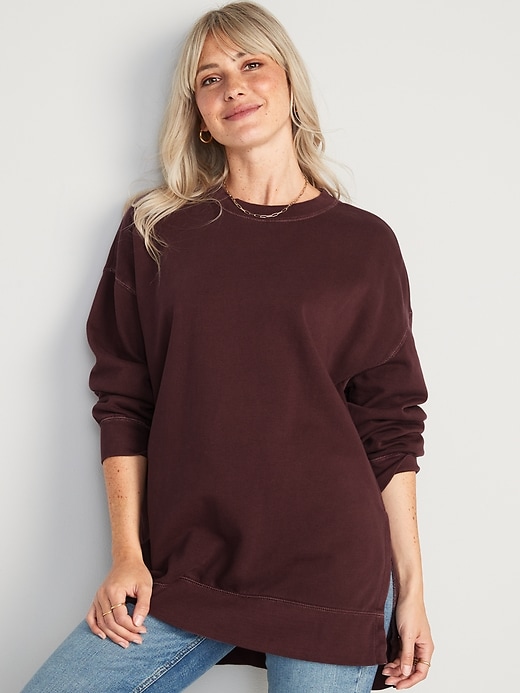 Image number 1 showing, Oversized Boyfriend Garment-Dyed Tunic Sweatshirt