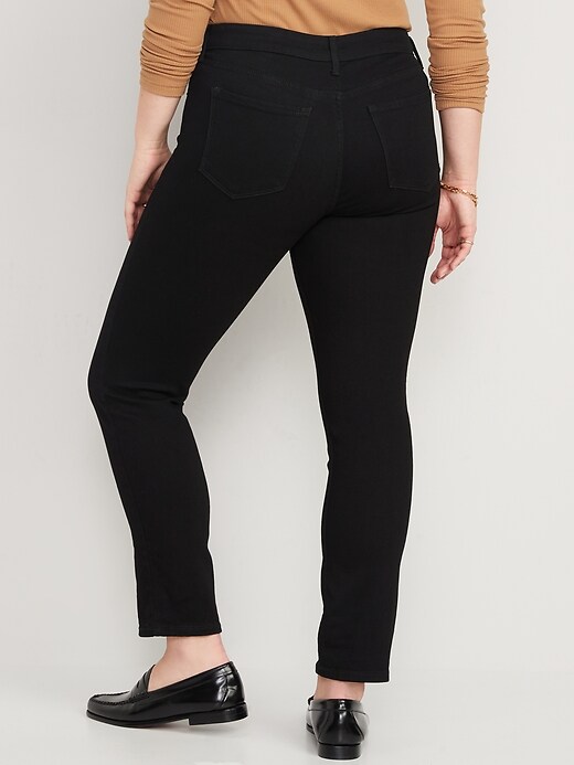 Image number 6 showing, Mid-Rise Power Slim Straight Black Jeans for Women