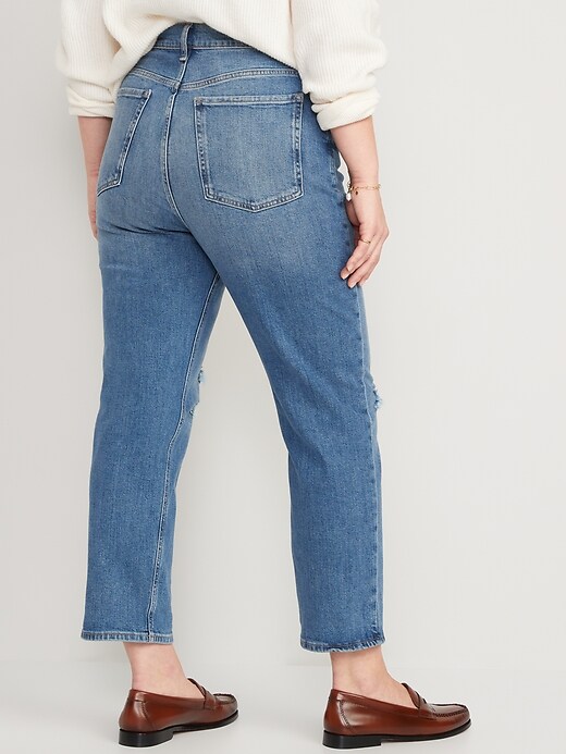 Image number 6 showing, Extra High-Waisted Button-Fly Sky-Hi Straight Ripped Jeans for Women