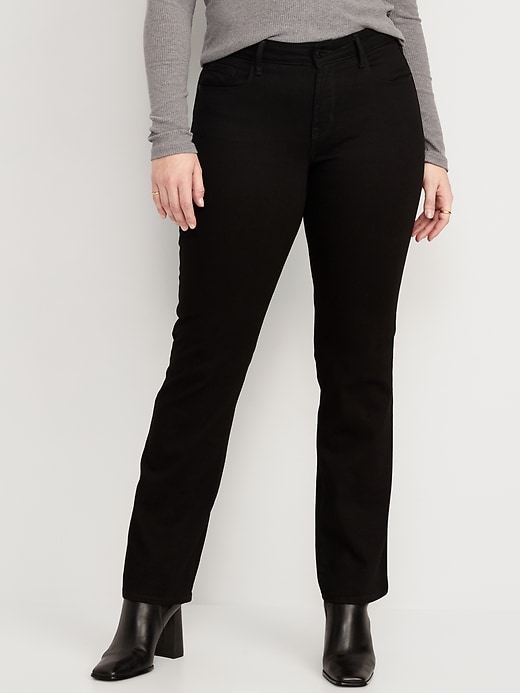 Image number 5 showing, Mid-Rise Kicker Boot-Cut Black Jeans for Women