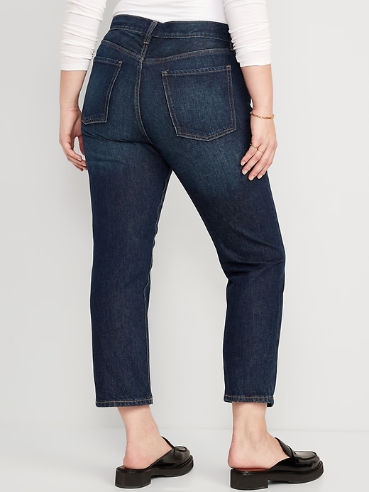 Image number 6 showing, High-Waisted Button-Fly Slouchy Straight Cropped Jeans for Women