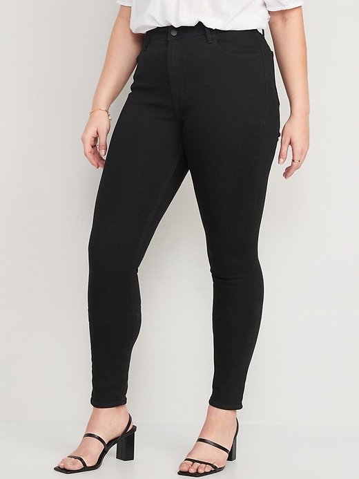 Image number 5 showing, High-Waisted Wow Black Super-Skinny Jeans for Women