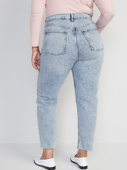 Image number 8 showing, Extra High-Waisted Button-Fly Sky-Hi Straight Raw-Hem Jeans for Women