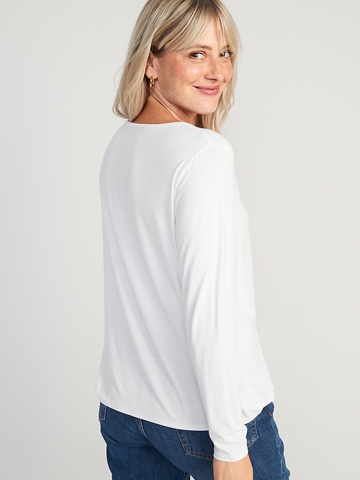 Image number 2 showing, Luxe V-Neck Long-Sleeve T-Shirt for Women