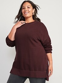 Oversized Boyfriend Garment-Dyed Tunic Sweatshirt for Women