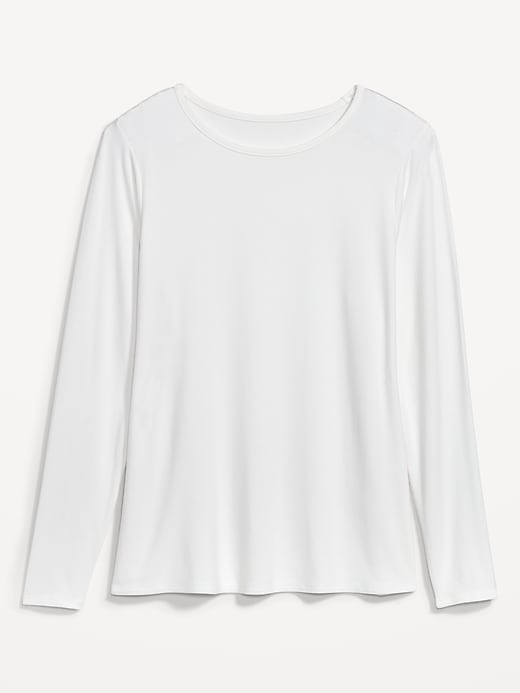 Image number 4 showing, Luxe Crew-Neck Long-Sleeve T-Shirt for Women