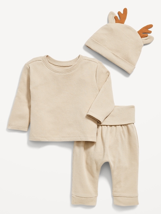 View large product image 1 of 2. Unisex 3-Piece Thermal-Knit Layette Set for Baby