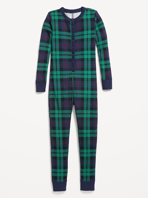 View large product image 1 of 1. Gender-Neutral Matching Print Snug-Fit One-Piece Pajamas for Kids