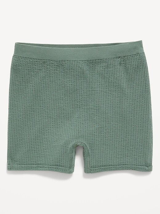 Image number 1 showing, High-Waisted Seamless Waffle-Knit Boyshort Boxer Briefs -- 2-inch inseam
