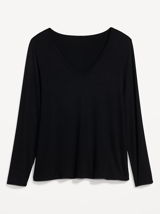 Image number 4 showing, Luxe V-Neck Long-Sleeve T-Shirt