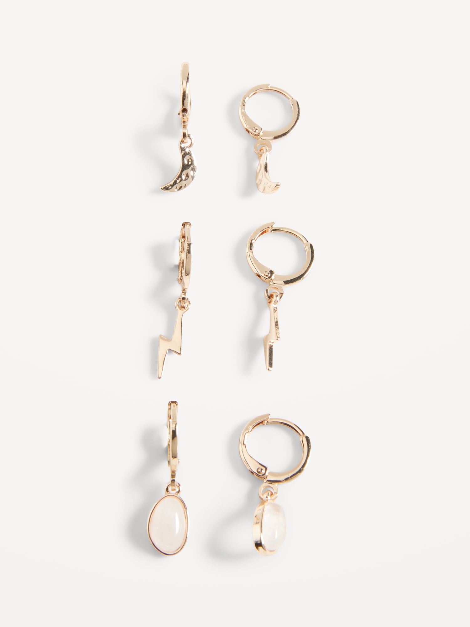 Old Navy Gold-Toned Huggie Hoop Drop Earrings Variety 3-Pack for Women gold. 1