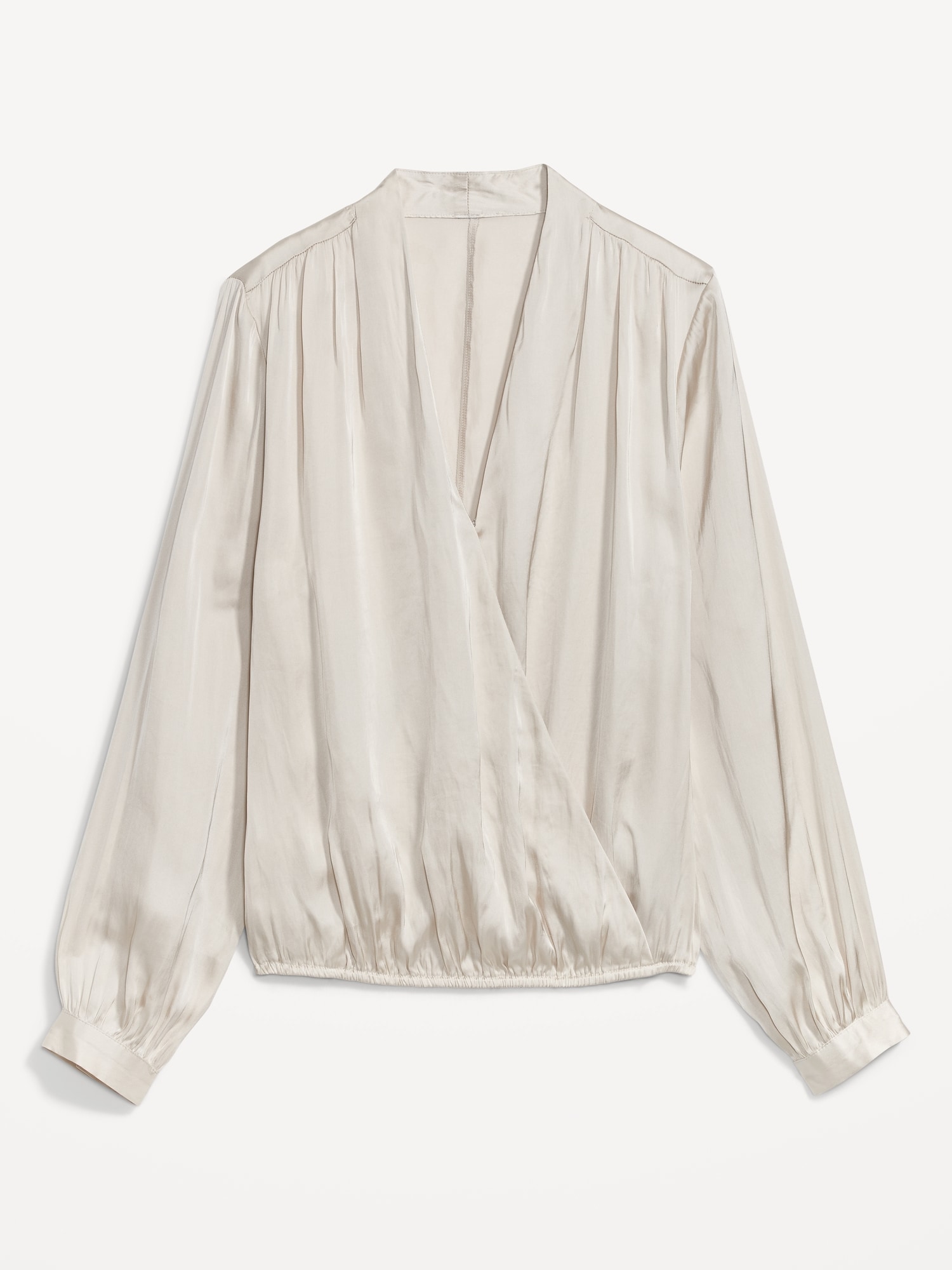 Cross-Front Satin Long-Sleeve Blouse | Old Navy