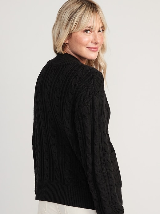 Image number 2 showing, Cozy Cable-Knit Button-Front Cardigan Sweater