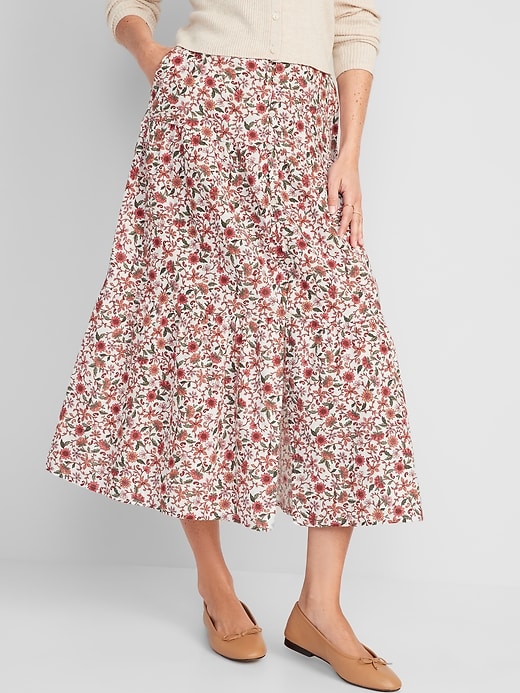 Old Navy Floral-Print Tiered Button-Front Maxi Skirt for Women. 1