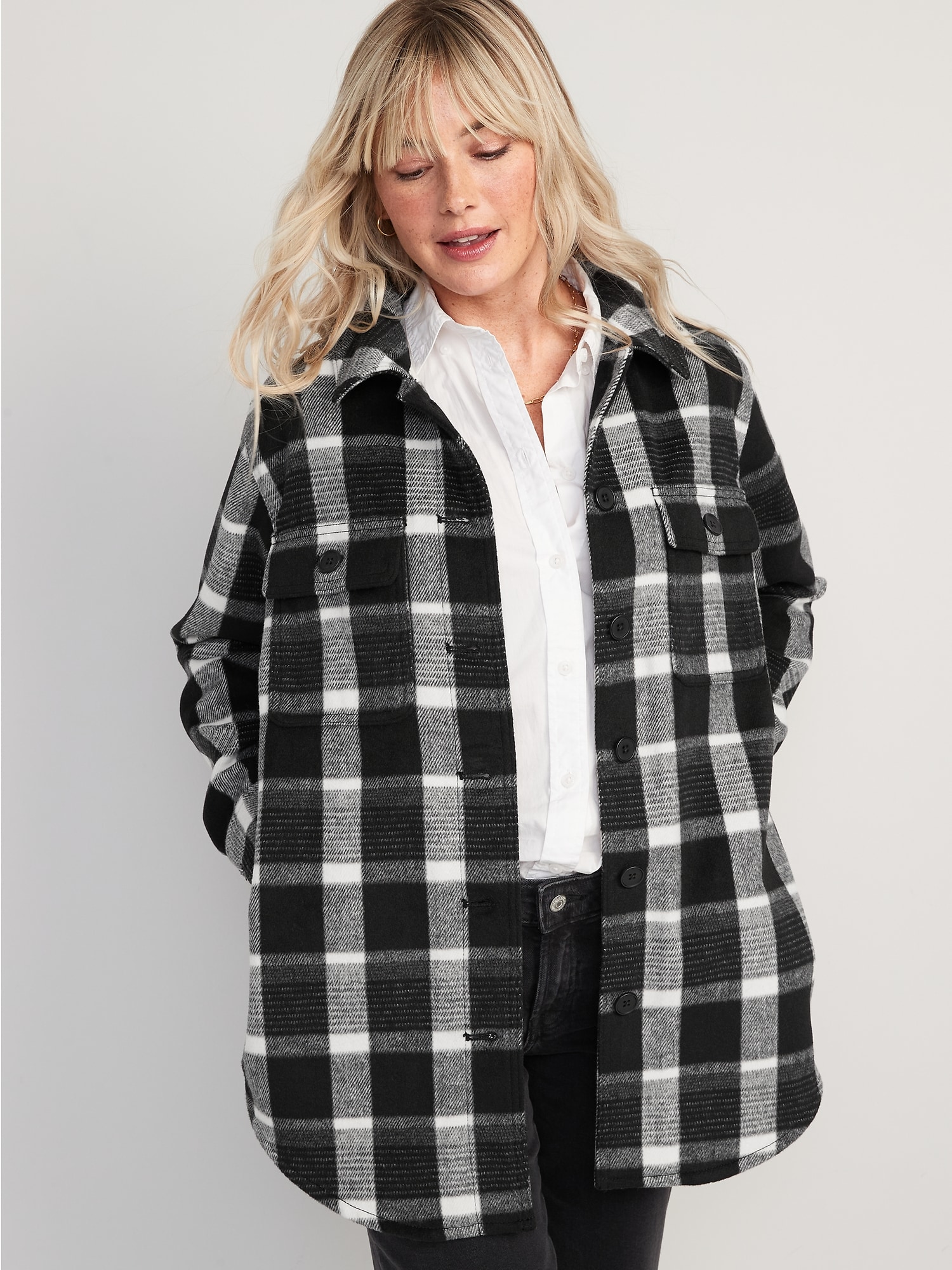 Plaid Soft-Brushed Utility Shacket for Women | Old Navy